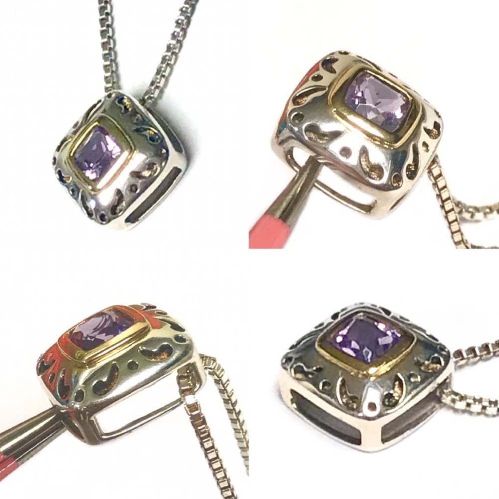 KREMENTZ STERLING & 18k Amethyst NECKLACE